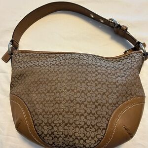 Coach Tan and Brown Signature Shoulder Bag
